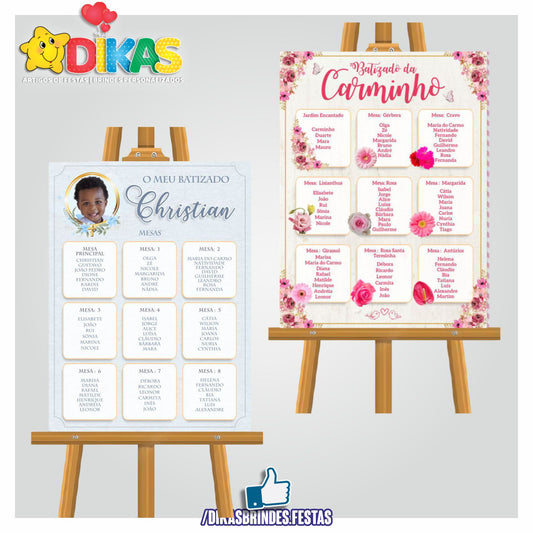 PLACARD MARCAÇÃO DE MESAS - BATIZADO