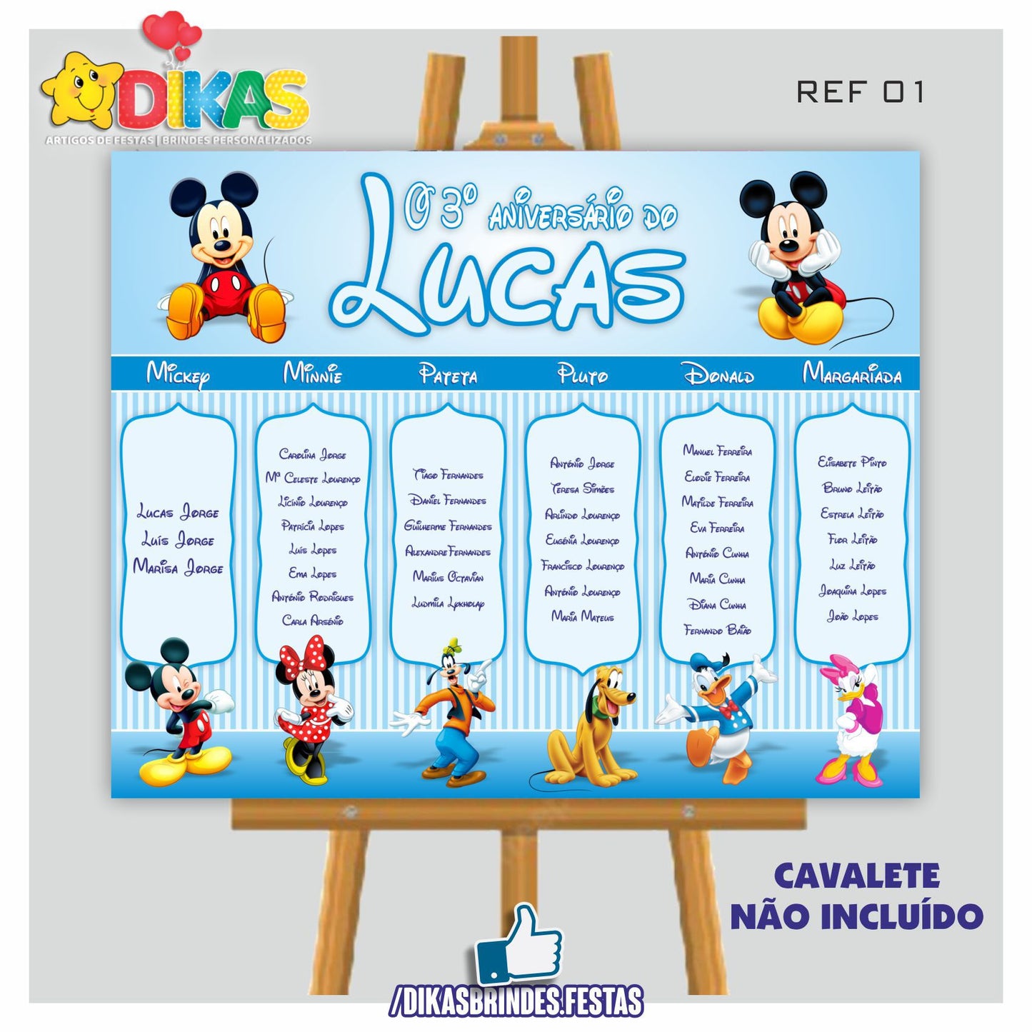 PLACARD MARCAÇÃO DE MESAS - MICKEY E OS AMIGOS