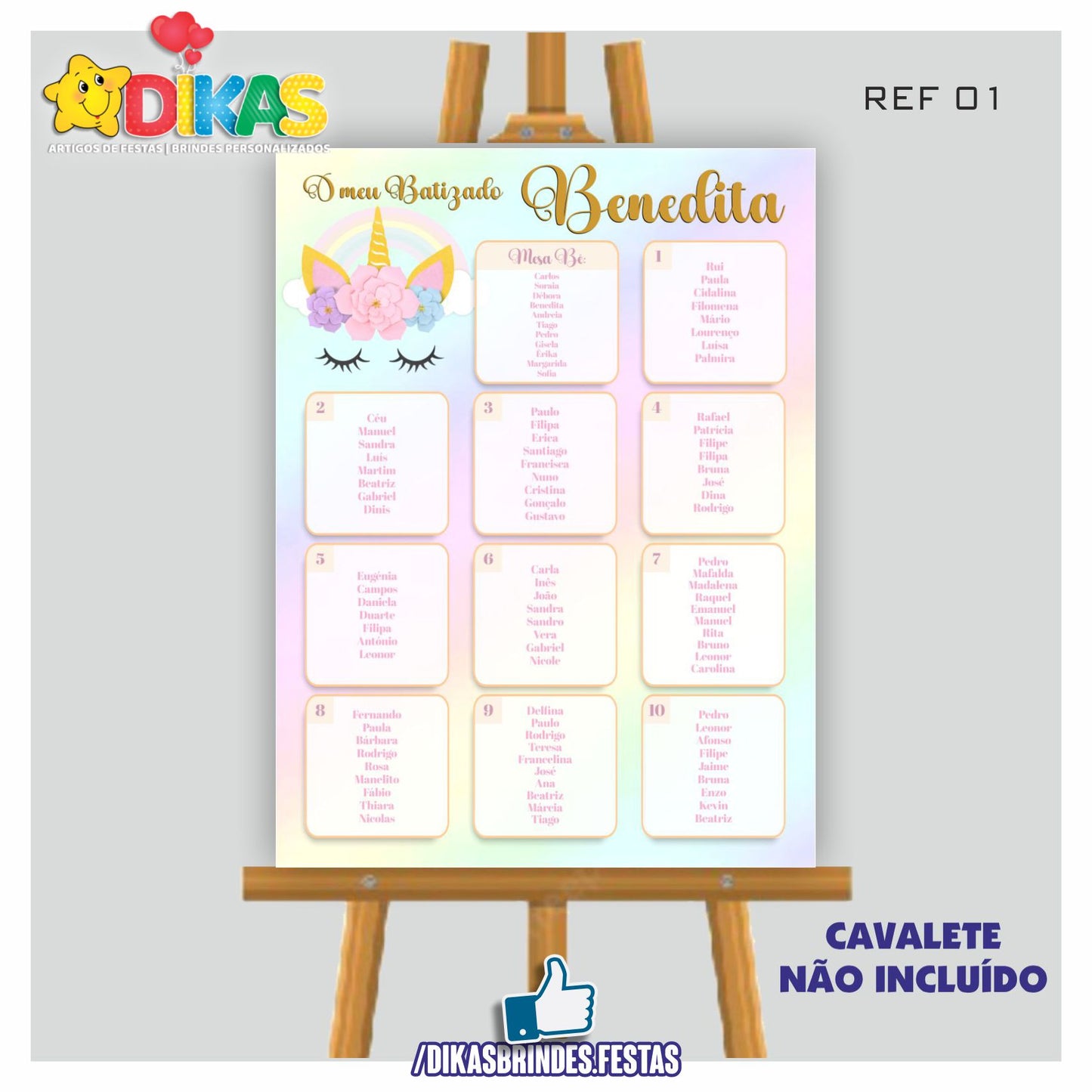 PLACARD MARCAÇÃO DE MESAS - UNICÓRNIO