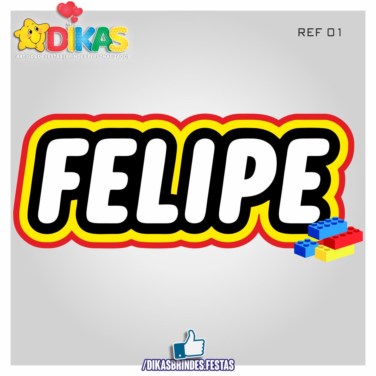 PLACAR DE PAREDE "NOME" - LEGO