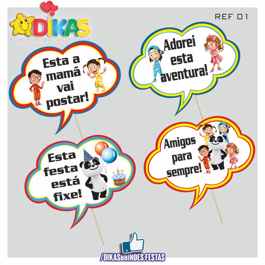 PLAQUINHAS DIVERTIDAS P/ FOTOS - PANDA E OS CARICAS