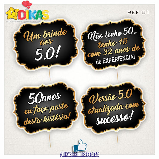 PLAQUINHAS DIVERTIDAS P/ FOTOS - 50 ANOS