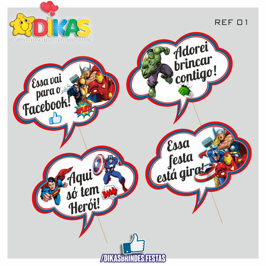 PLAQUINHAS DIVERTIDAS P/ FOTOS - AVENGERS