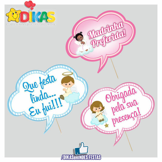 PLAQUINHAS DIVERTIDAS P/ FOTOS - BATIZADO