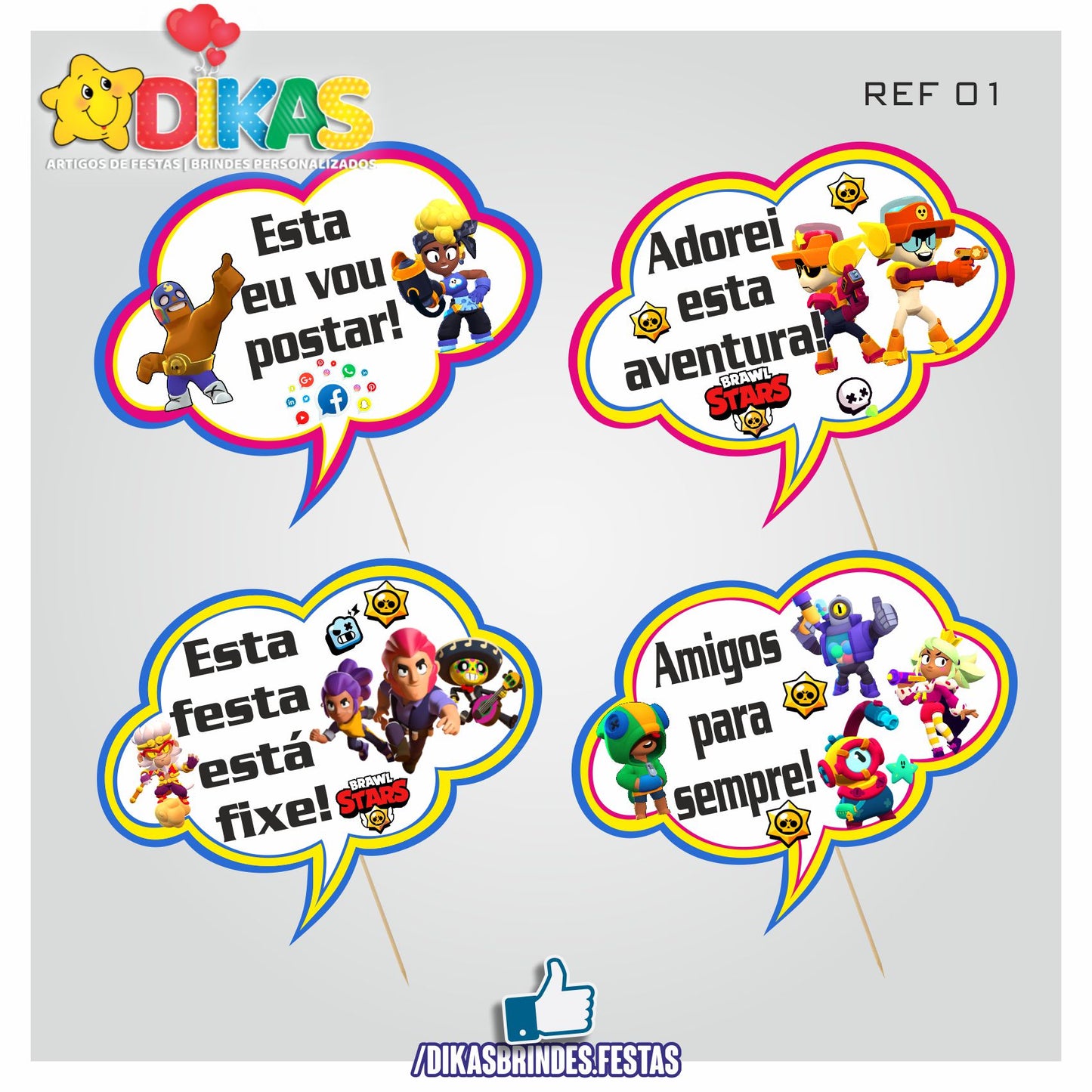 PLAQUINHAS DIVERTIDAS P/ FOTOS - BRAWL STARS