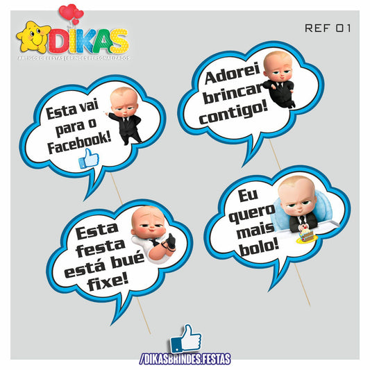 PLAQUINHAS DIVERTIDAS P/ FOTOS - BOSS BABY