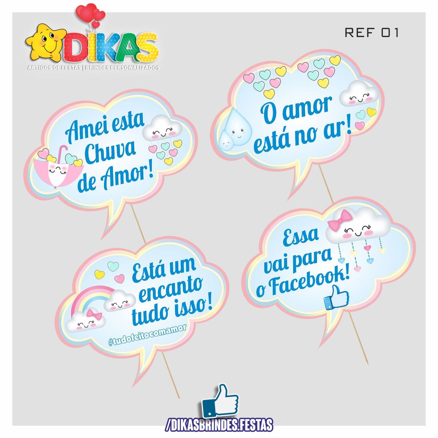 PLAQUINHAS DIVERTIDAS P/ FOTOS - CHUVA DE AMOR