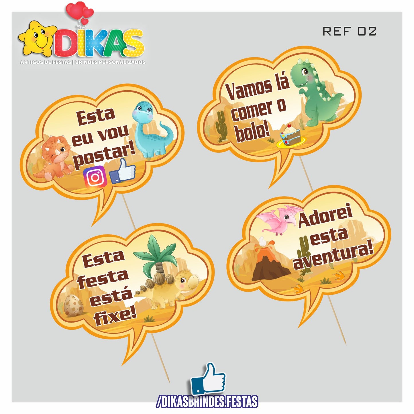 PLAQUINHAS DIVERTIDAS P/ FOTOS - DINOSSAUROS