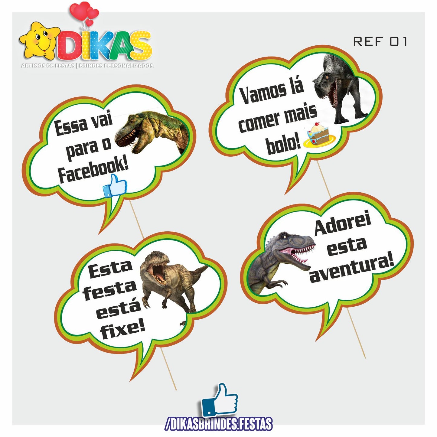 PLAQUINHAS DIVERTIDAS P/ FOTOS - DINOSSAUROS