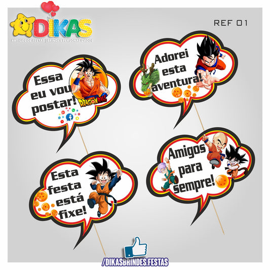 PLAQUINHAS DIVERTIDAS P/ FOTOS - DRAGON BALL