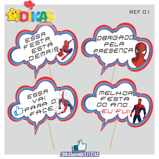 PLAQUINHAS DIVERTIDAS P/ FOTOS - HOMEM ARANHA