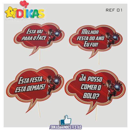 PLAQUINHAS DIVERTIDAS P/ FOTOS - IRON MAN