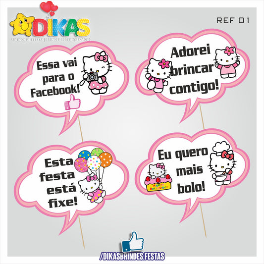 PLAQUINHAS DIVERTIDAS P/ FOTOS - HELLO KITTY