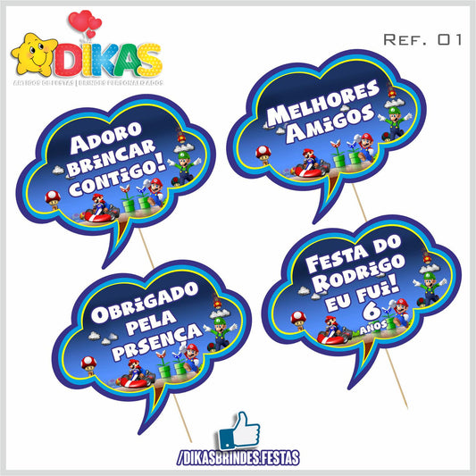 PLAQUINHAS DIVERTIDAS P/ FOTOS - MARIO BROS