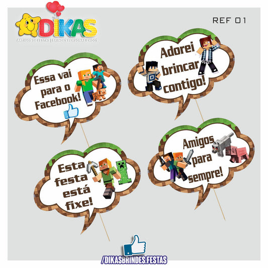 PLAQUINHAS DIVERTIDAS P/ FOTOS - MINECRAFT