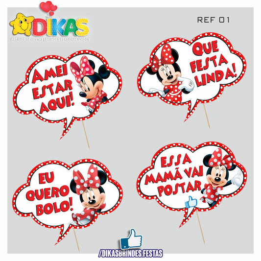 PLAQUINHAS DIVERTIDAS P/ FOTOS - MINNIE VERMELHA