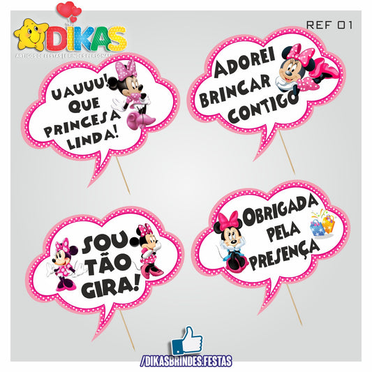 PLAQUINHAS DIVERTIDAS P/ FOTOS - MINNIE ROSA