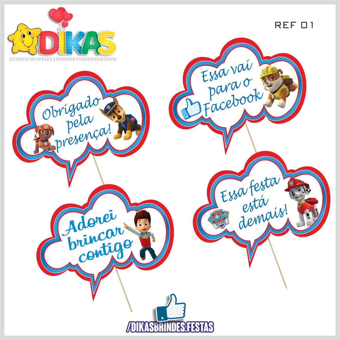 PLAQUINHAS DIVERTIDAS P/ FOTOS - PATRULHA PATA