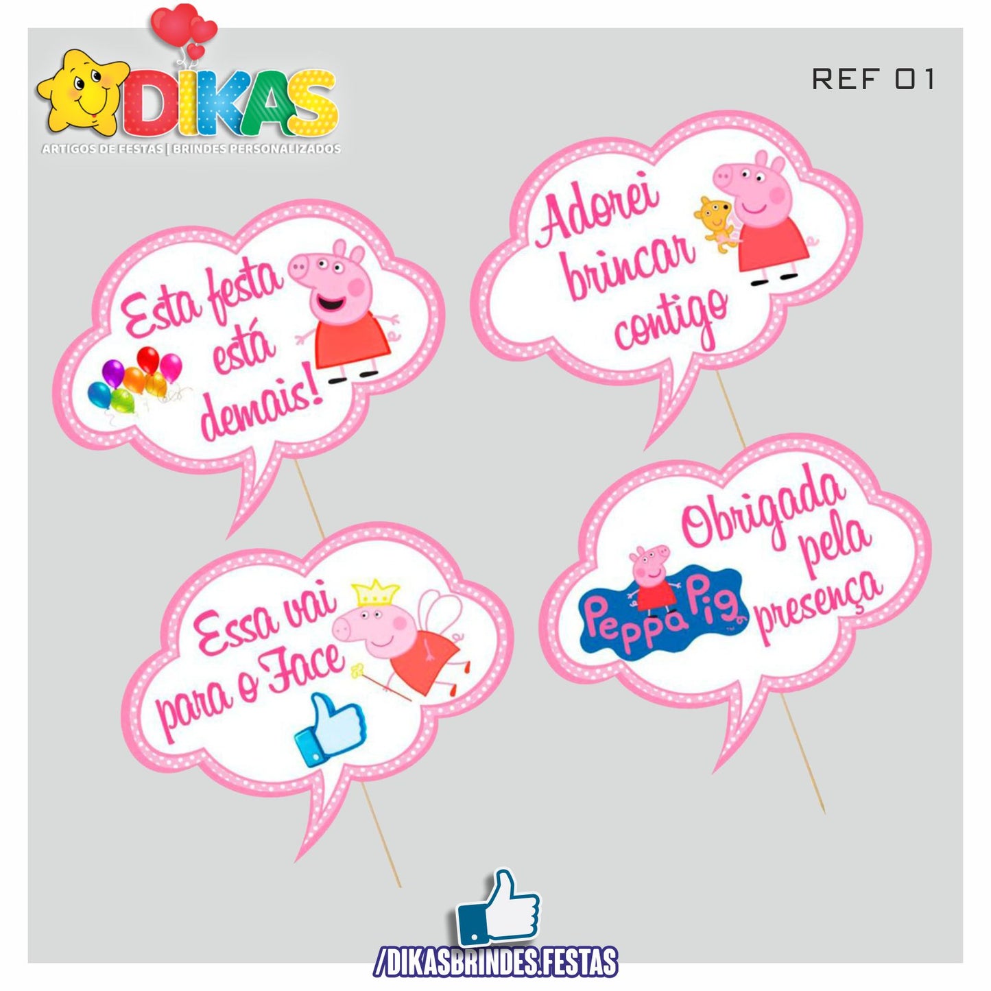 PLAQUINHAS DIVERTIDAS P/ FOTOS - PORQUINHA PEPPA