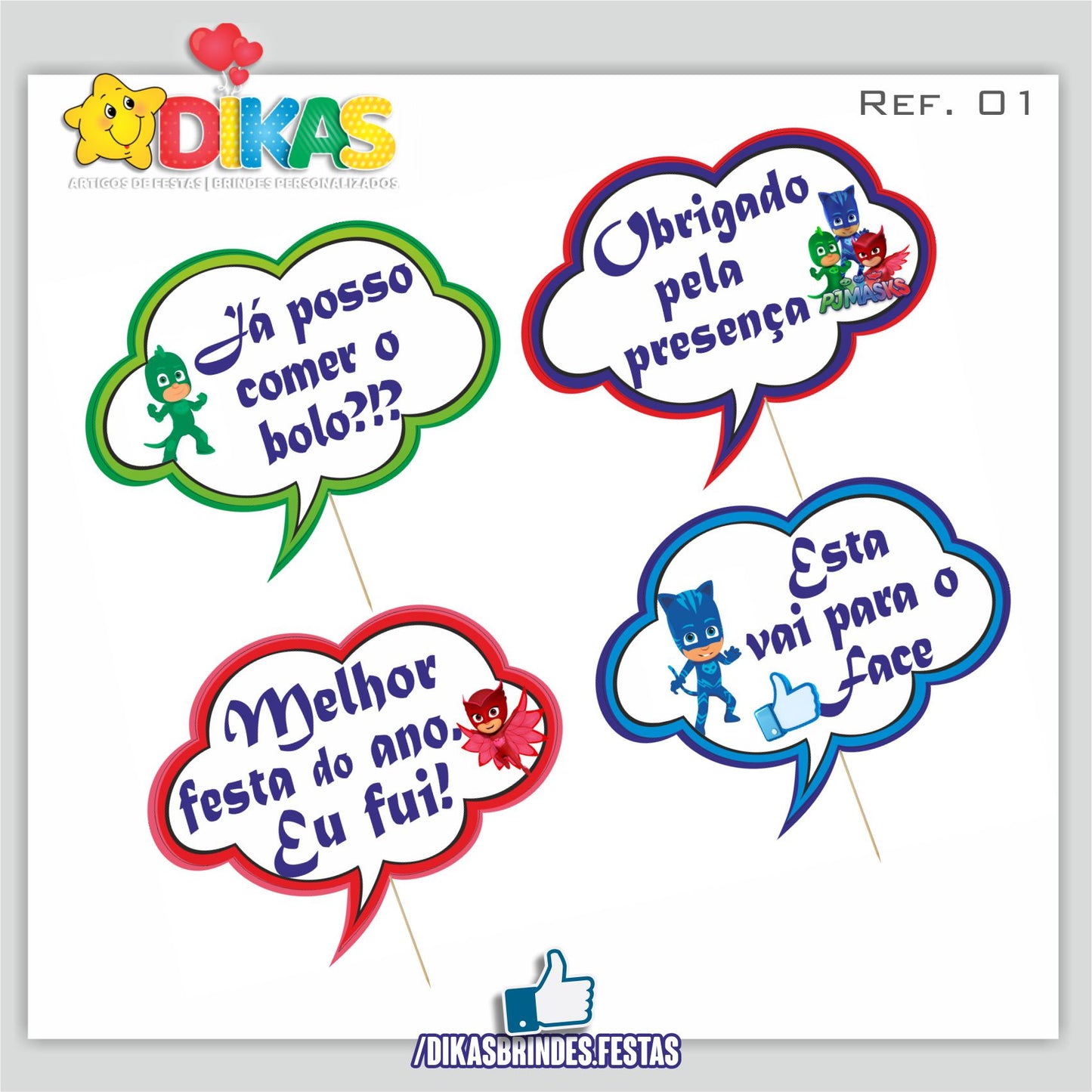 PLAQUINHAS DIVERTIDAS P/ FOTOS - PJMASKS