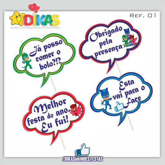 PLAQUINHAS DIVERTIDAS P/ FOTOS - PJMASKS