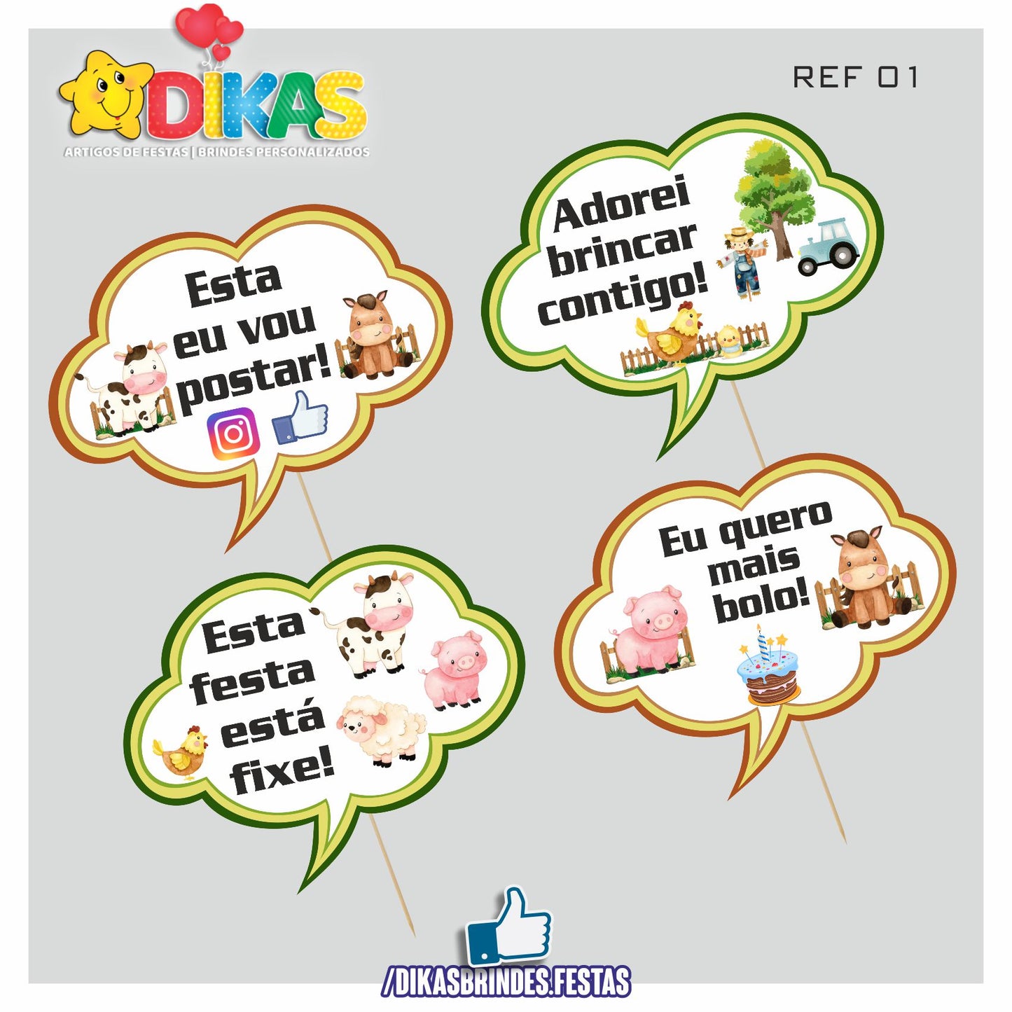 PLAQUINHAS DIVERTIDAS P/ FOTOS - ANIMAIS DA QUINTA