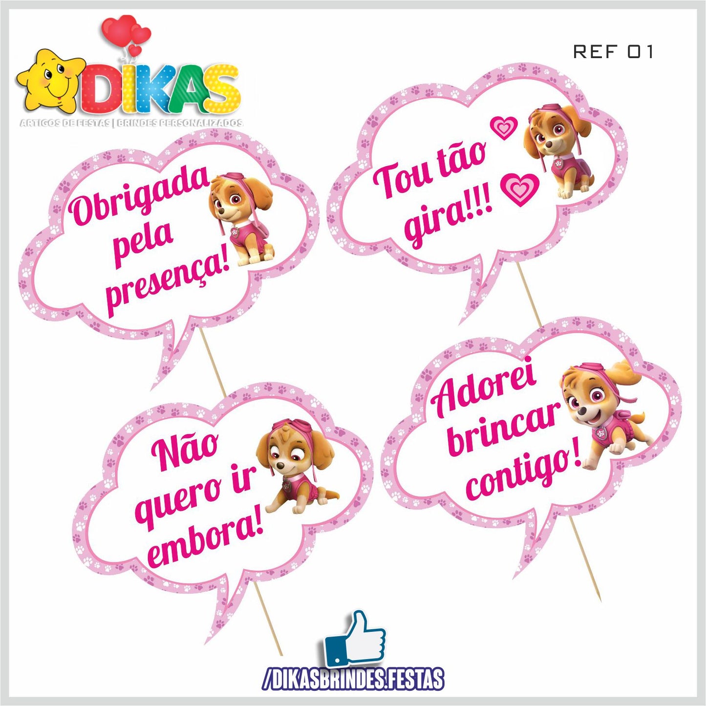 PLAQUINHAS DIVERTIDAS P/ FOTOS - SKYE