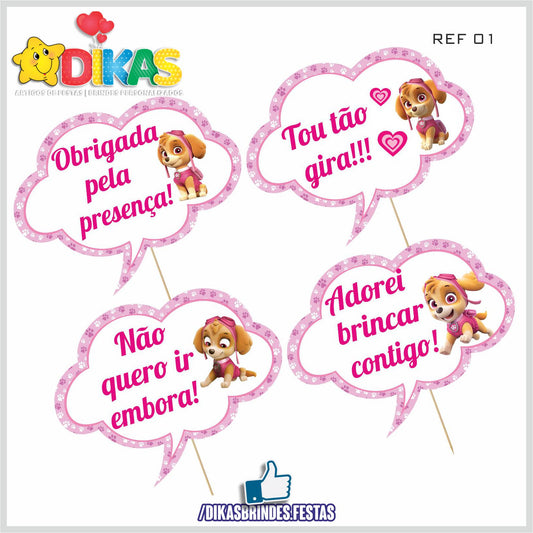 PLAQUINHAS DIVERTIDAS P/ FOTOS - SKYE