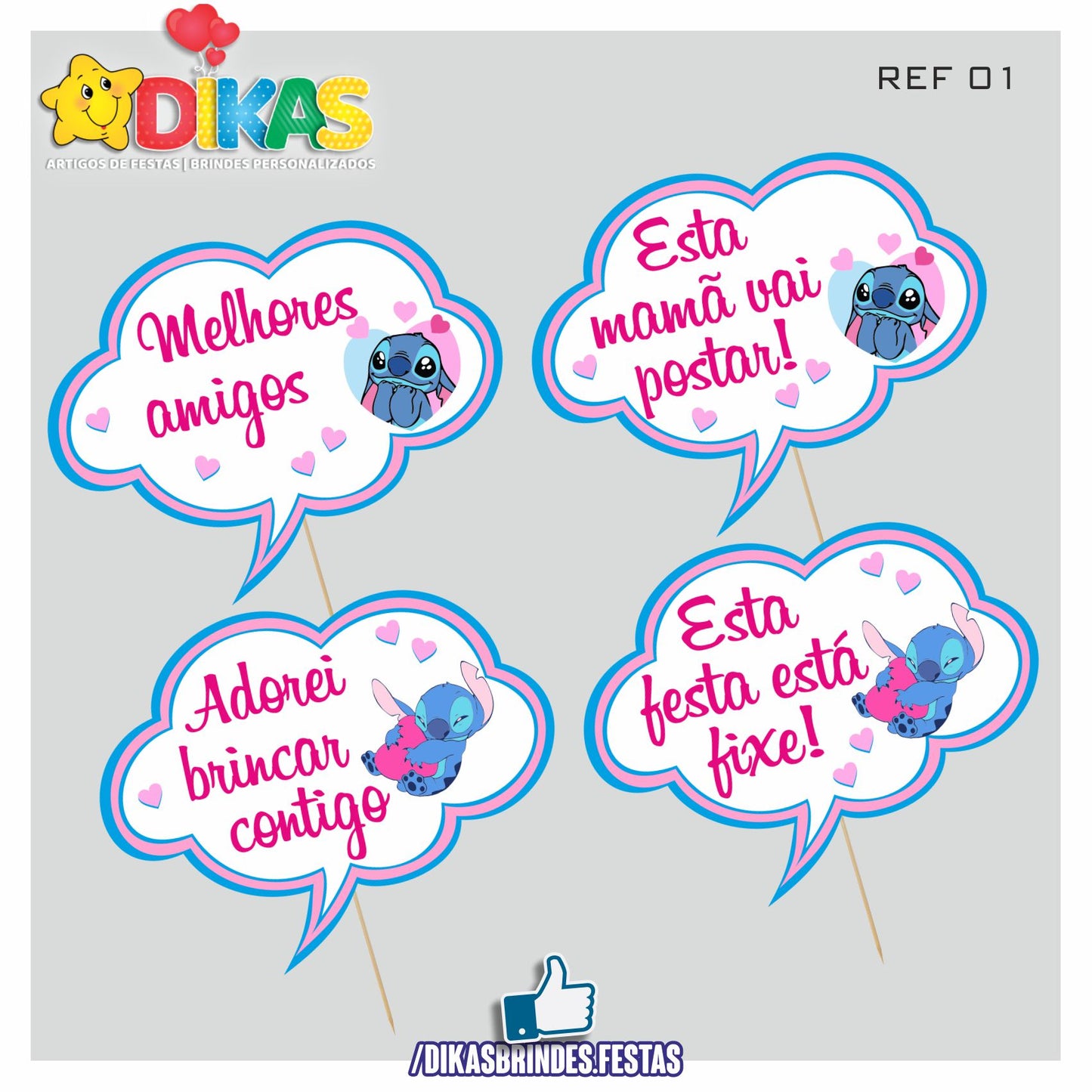 PLAQUINHAS DIVERTIDAS P/ FOTOS - STITCH