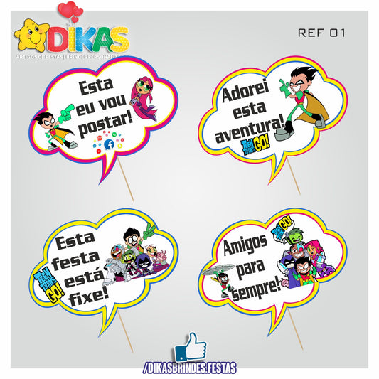 PLAQUINHAS DIVERTIDAS P/ FOTOS - TEEN TITANS GO