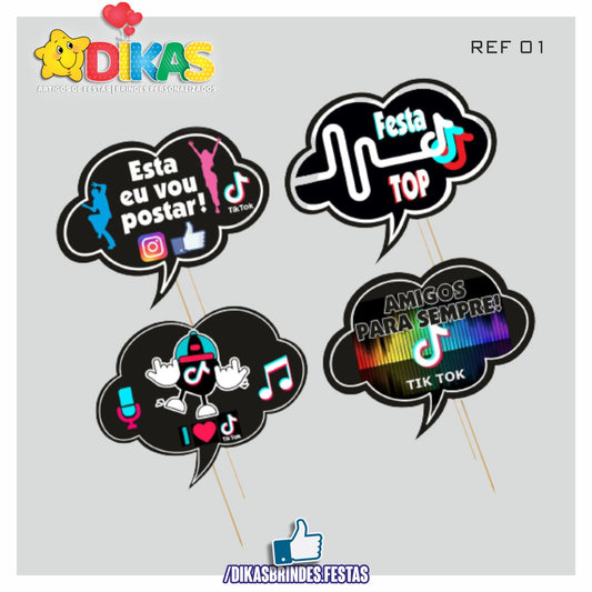 PLAQUINHAS DIVERTIDAS P/ FOTOS - TIK TOK