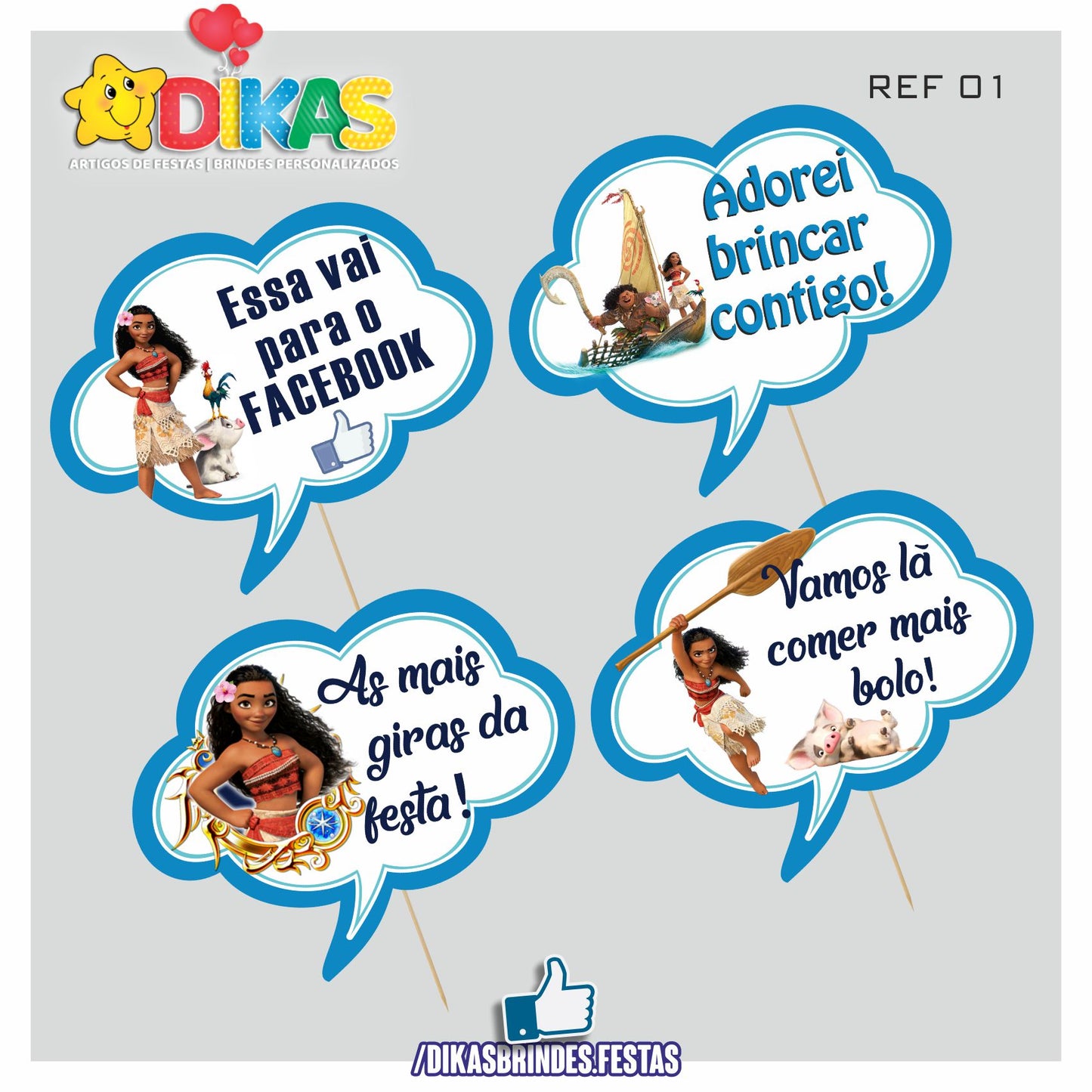 PLAQUINHAS DIVERTIDAS P/ FOTOS - VAIANA