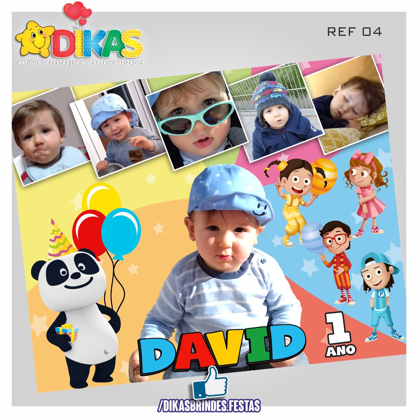 PAINEL TEMÁTICO E/OU PERSONALIZADO - PANDA E OS CARICAS