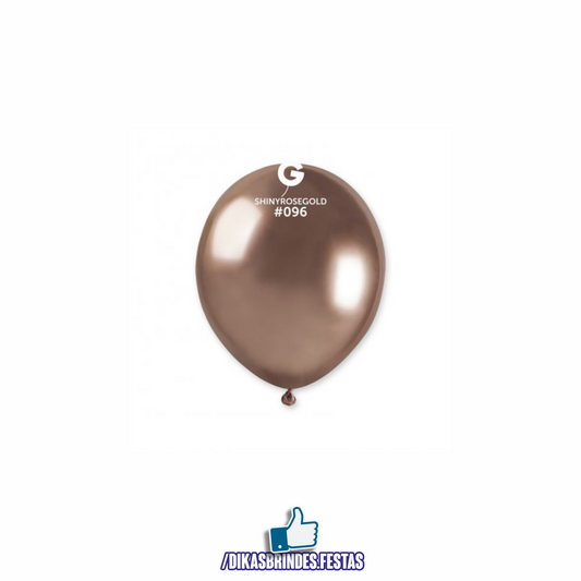 BALÃO LÁTEX CROMADO ROSE GOLD 5" - SACO COM 100