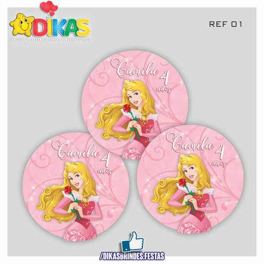 AUTOCOLANTE PERSONALIZADO (40 UNID) - PRINCESA AURORA