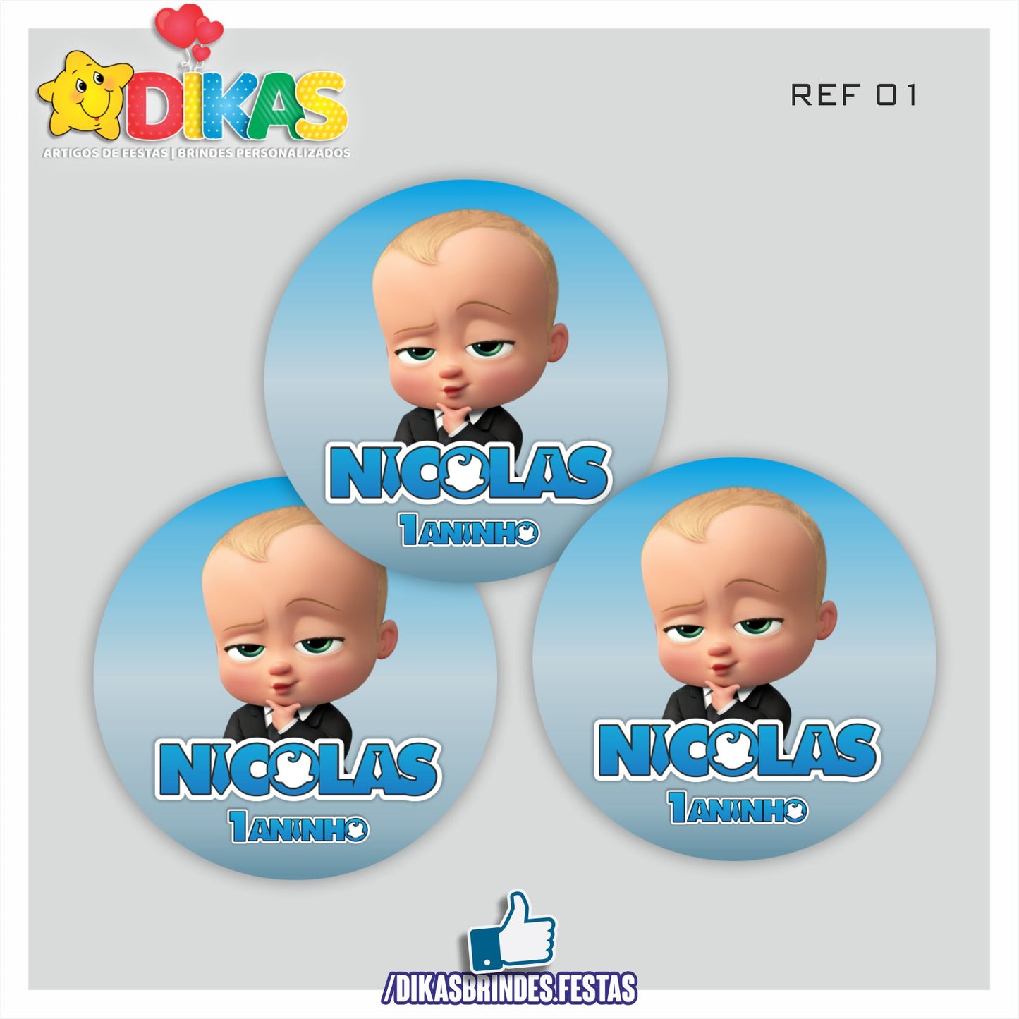 AUTOCOLANTE PERSONALIZADO (40 UNID) - BOSS BABY