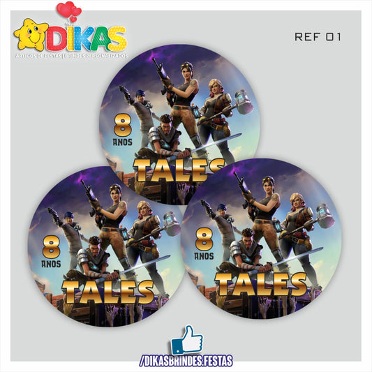 AUTOCOLANTE PERSONALIZADO (40 UNID) - FORTNITE