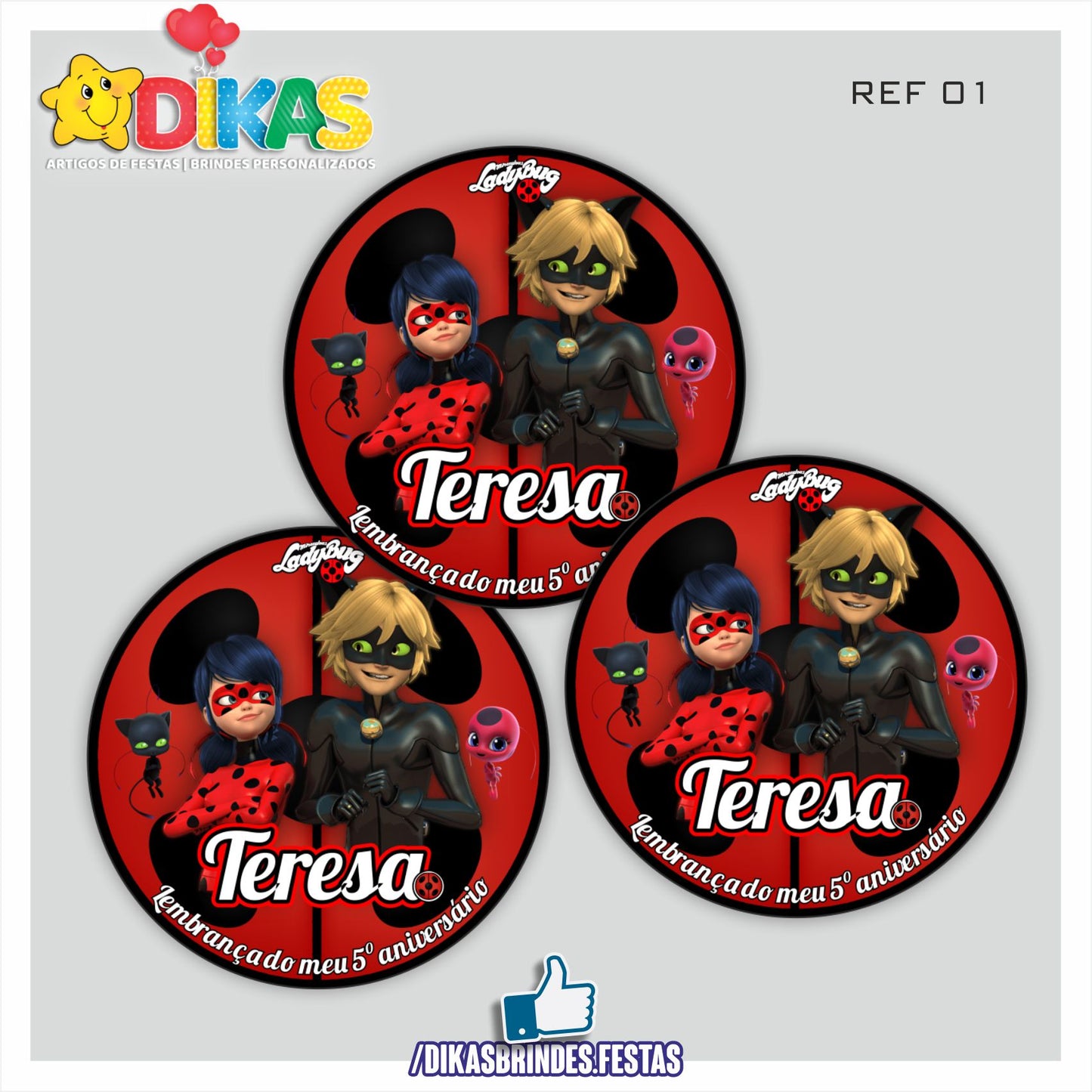 AUTOCOLANTE PERSONALIZADO (40 UNID) - LADYBUG