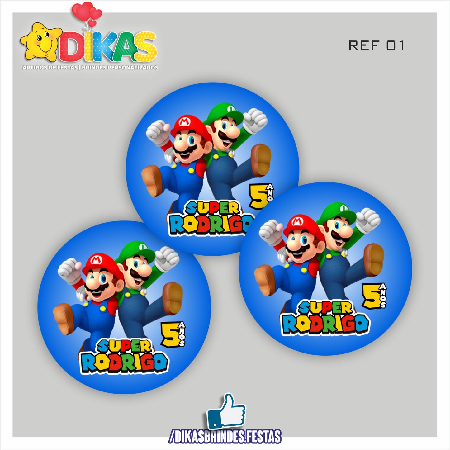 AUTOCOLANTE PERSONALIZADO (40 UNID) - MARIO BROS