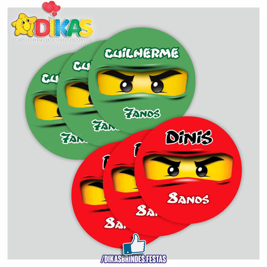 AUTOCOLANTE PERSONALIZADO (40 UNID) - NINJAGO