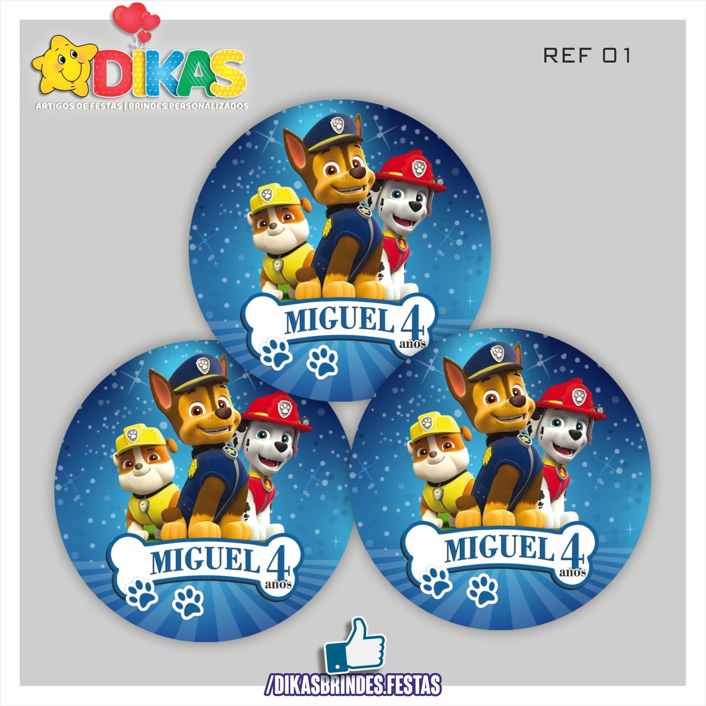 AUTOCOLANTE PERSONALIZADO (40 UNID) - PATRULHA PATA