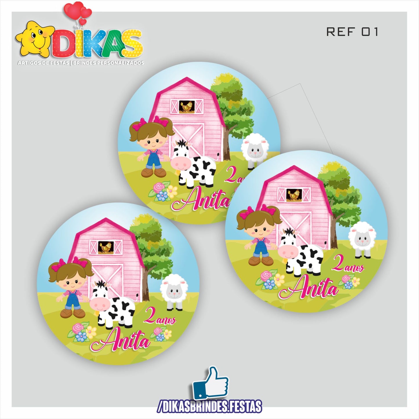 AUTOCOLANTE PERSONALIZADO (40 UNID) - ANIMAIS DA QUINTA