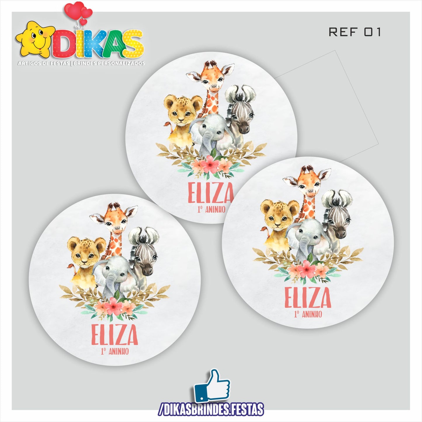 AUTOCOLANTE PERSONALIZADO (40 UNID) - ANIMAIS DA SELVA
