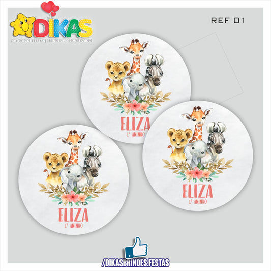AUTOCOLANTE PERSONALIZADO (40 UNID) - ANIMAIS DA SELVA