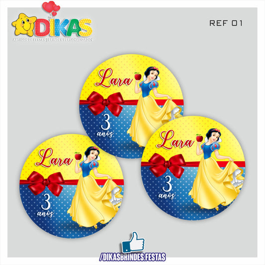 AUTOCOLANTE PERSONALIZADO (40 UNID) - BRANCA DE NEVE