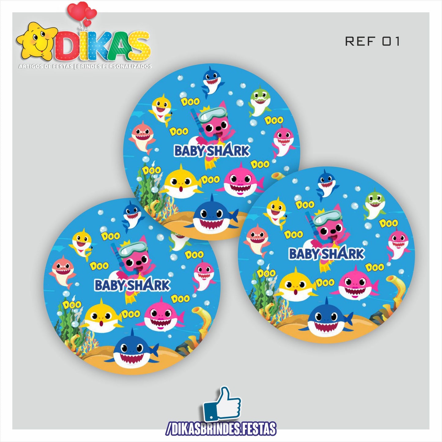 AUTOCOLANTE 5cm - BABY SHARK