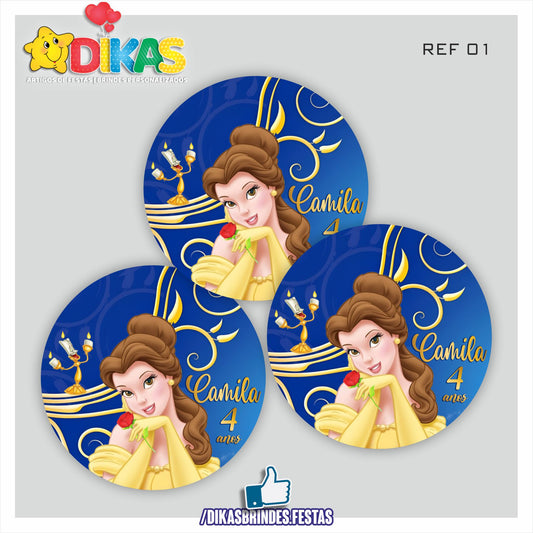 AUTOCOLANTE PERSONALIZADO (40 UNID) - A BELA E A FERA