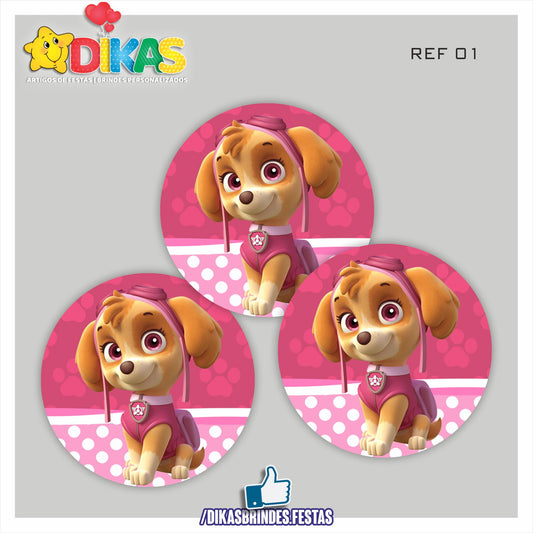 AUTOCOLANTE 5cm - PATRULHA PATA SKYE