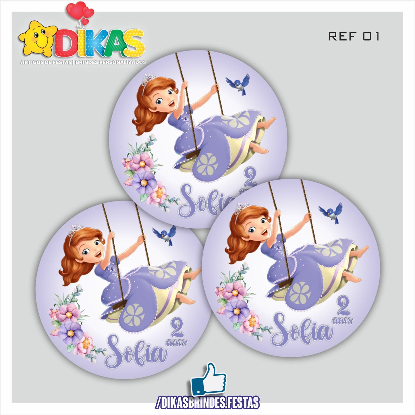 AUTOCOLANTE PERSONALIZADO (40 UNID) - PRINCESA SOFIA