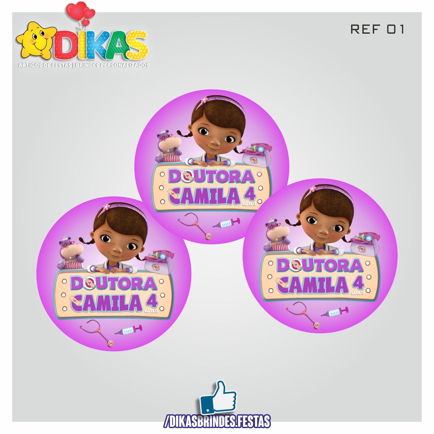 AUTOCOLANTE PERSONALIZADO (40 UNID) - DOUTORA BRINQUEDOS